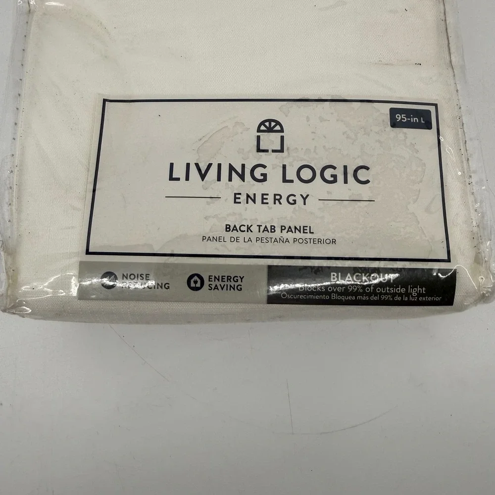 Living Logic Energy Warwick Solid Ivory Blackout Back Tab Curtain Panel 42x95